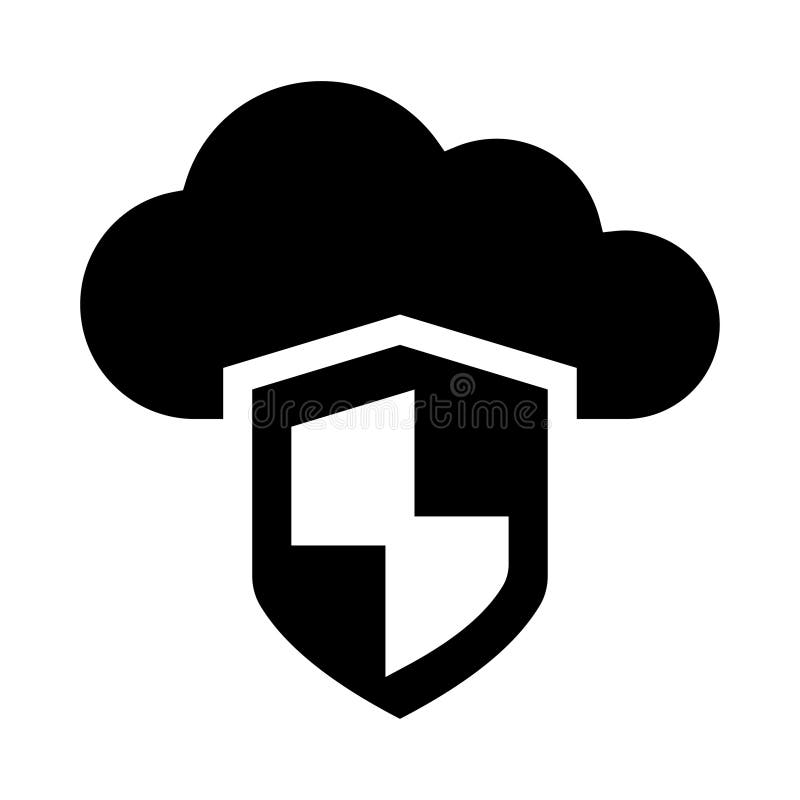 Cloud protection glyphs icon vector illustration