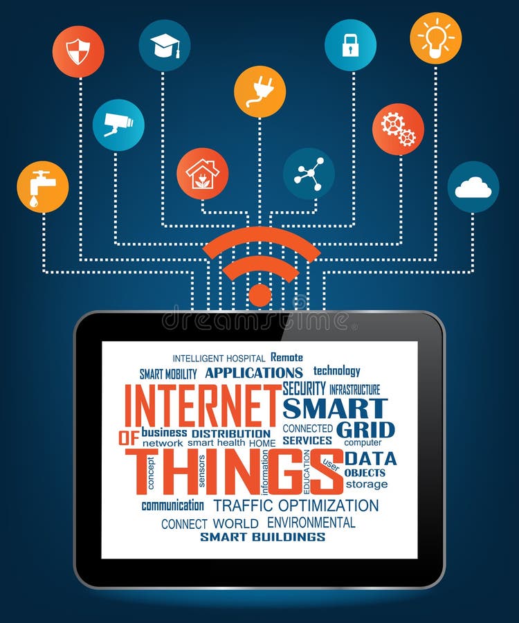 Cloud of relevant words illustrating Internet of Things stock illustration