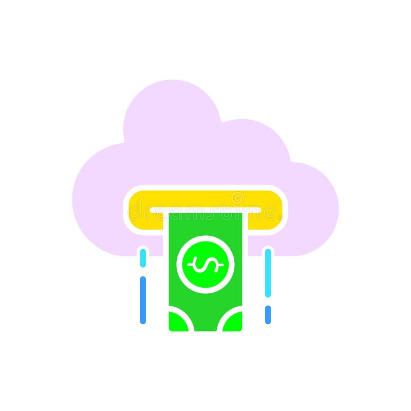 Cloud saving online money transfer line calculator. Online, computer, program, service, Internet, network, site, communication. stock illustration