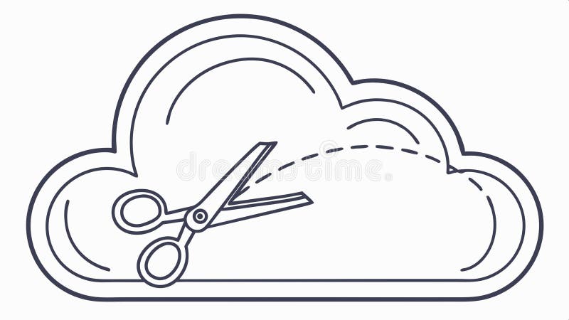 Cloud with scissors icon, cut or remove from cloud storage vector design Generative AI stock illustration
