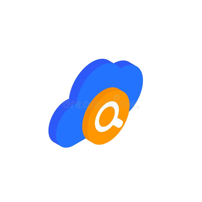 Cloud search icon, isometric design stock illustration