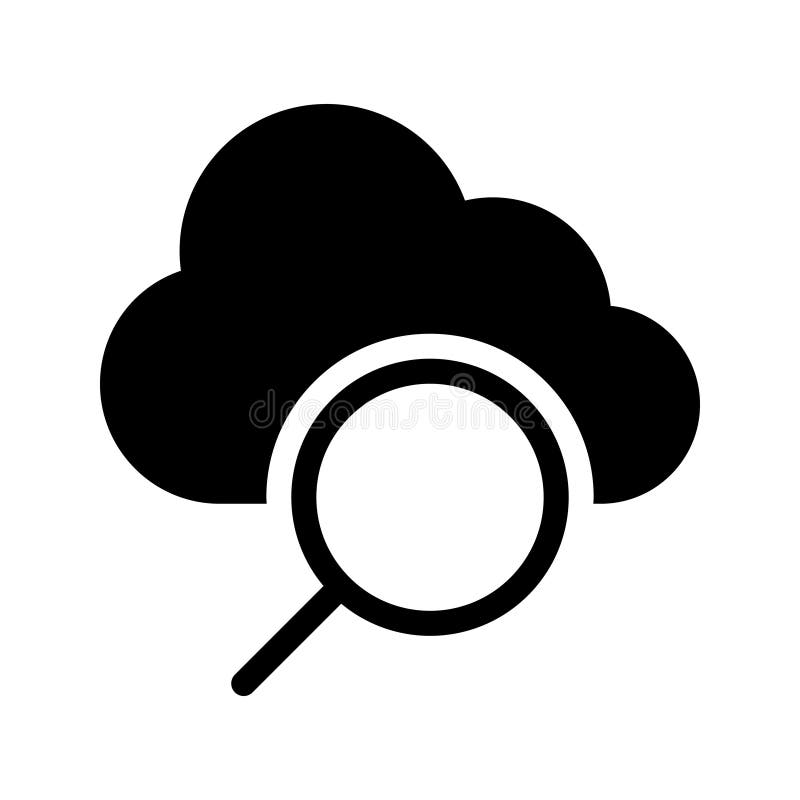 Cloud search vector glyphs icon stock illustration