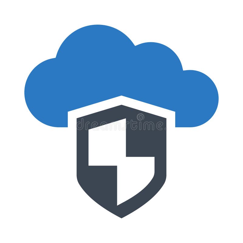 Cloud security glyphs double color icon vector illustration
