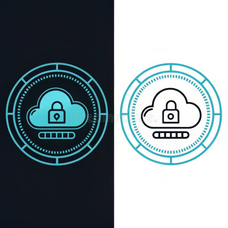 Cloud Security Icon Circular Design Password Protected Data Encryption Digital Privacy Cybersecurity Cloud Storage royaltyfri illustrationer