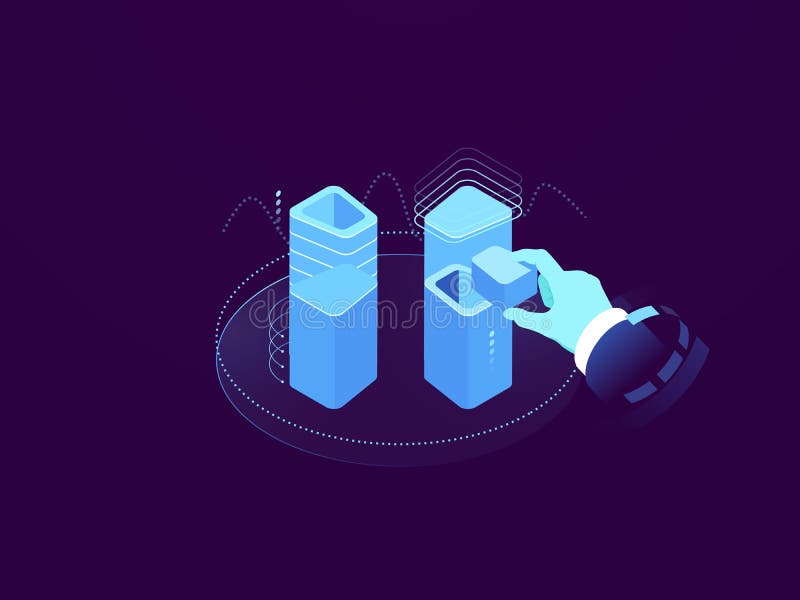 Cloud server solution, digital technology concept, put information in database, recording and reading of data, server vector illustration Cloud server solution, digital technology concept, put information in database, recording and reading of data, server vector illustration