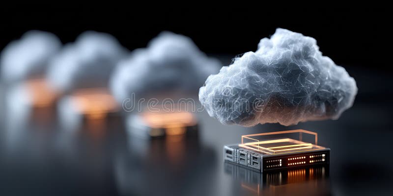 Cloud server technology digital futuristic glowing data network electronic cube royalty free illustration