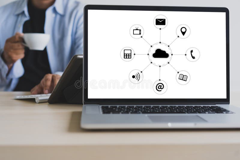 Cloud Service (Cloud Computing diagram on the new computer inter royalty free stock image Cloud Service (Cloud Computing diagram on the new computer inter royalty free stock image