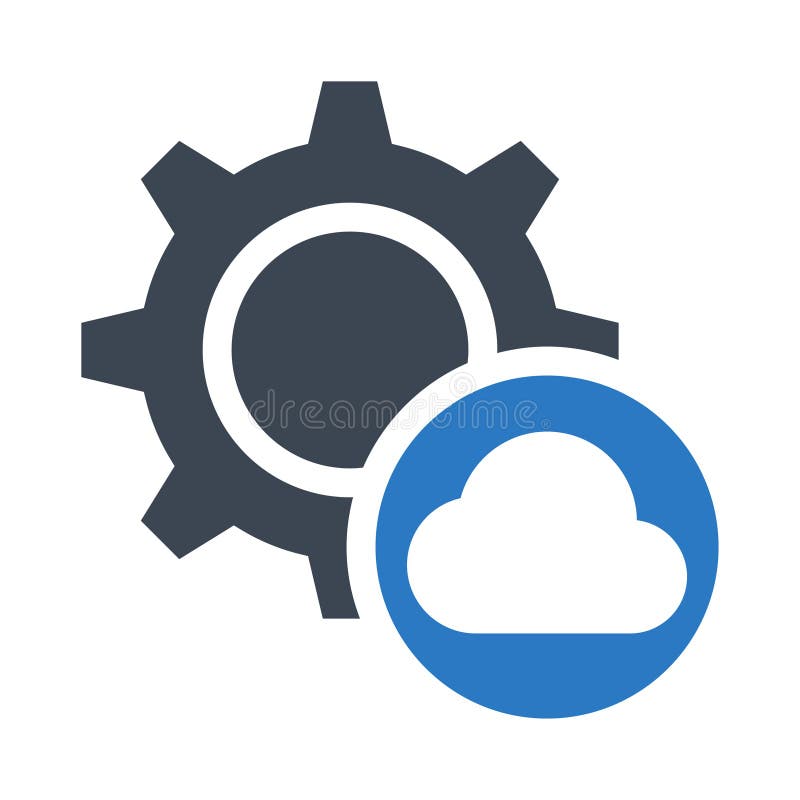 Cloud Setting glyphs double color icon stock illustration