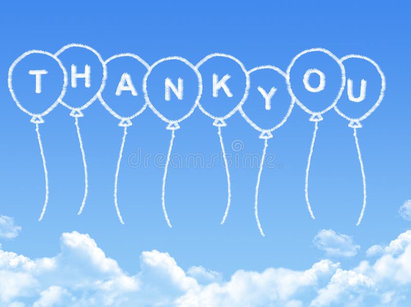 Cloud shaped as thank you Message stock illustration