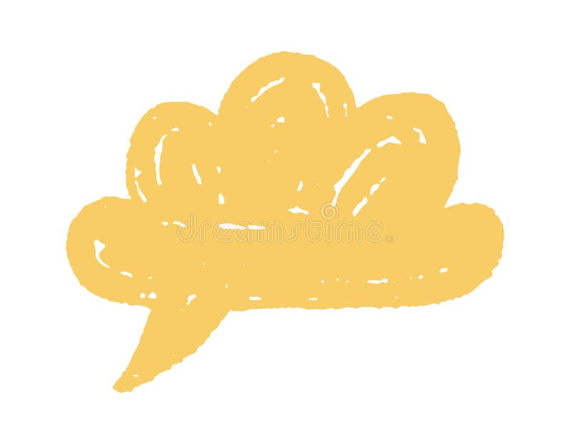 Cloud shaped crayon speech bubble stock illustration
