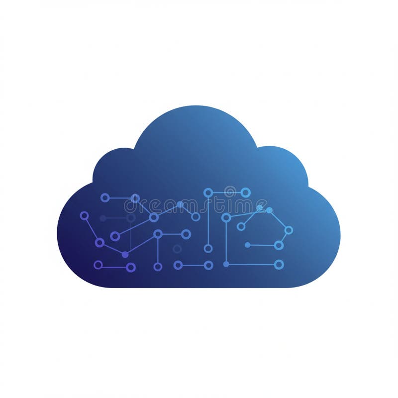 Cloud-shaped graphic featuring a gradient of blue shades. Embedded within the cloud royalty free illustration