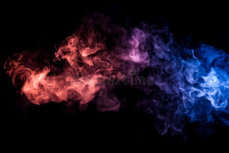 Cloud of smoke of blue and red background. Background from the smoke of vape