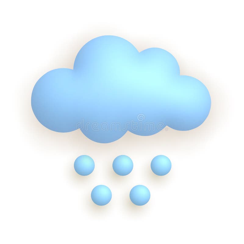 3d Realistic Weather Icon Snow With Rain Cloud Drops And Snowflake