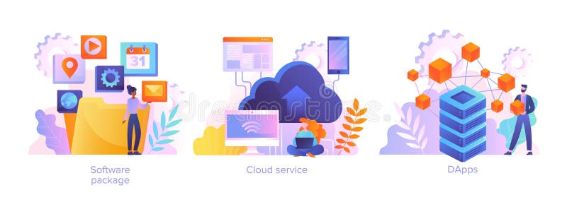 Cloud software service abstract concept stock illustration