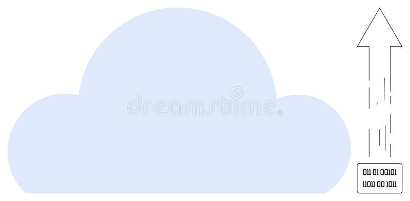 Cloud Storage and Data Upload Concept with Arrow and Binary Code vector illustration