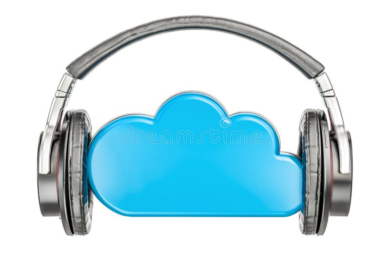 Cloud Storage with Headphones, Music Concept Stock Illustration Illustration of earbuds