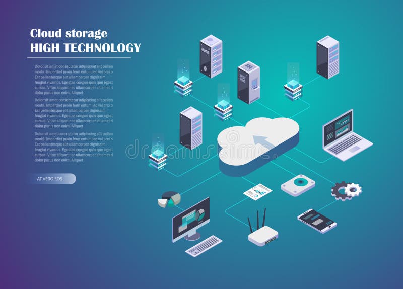 Cloud Storage and Network connection vector illustration
