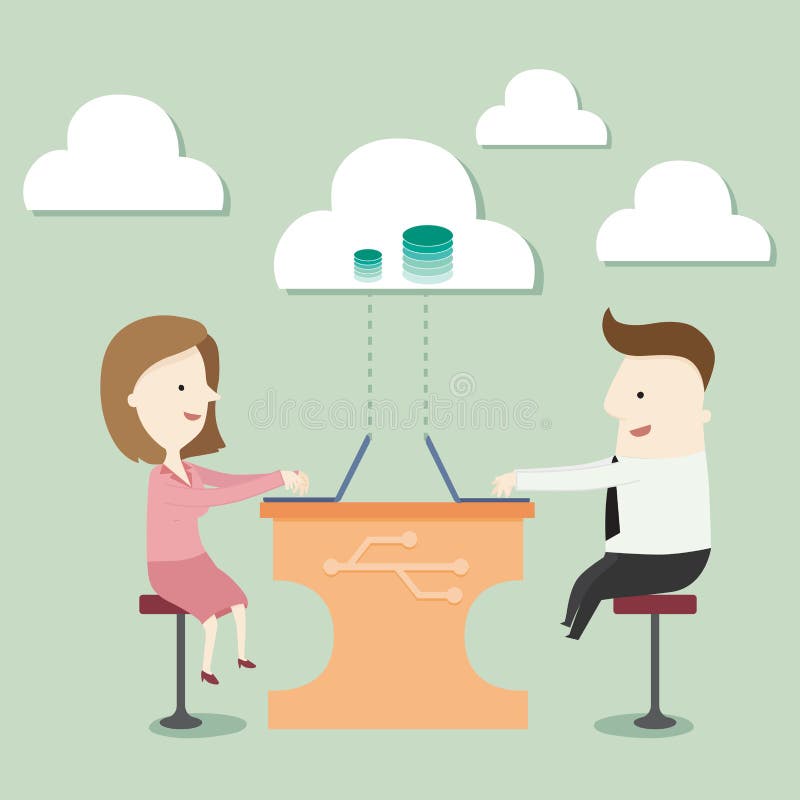 Cloud storage with network royalty free illustration