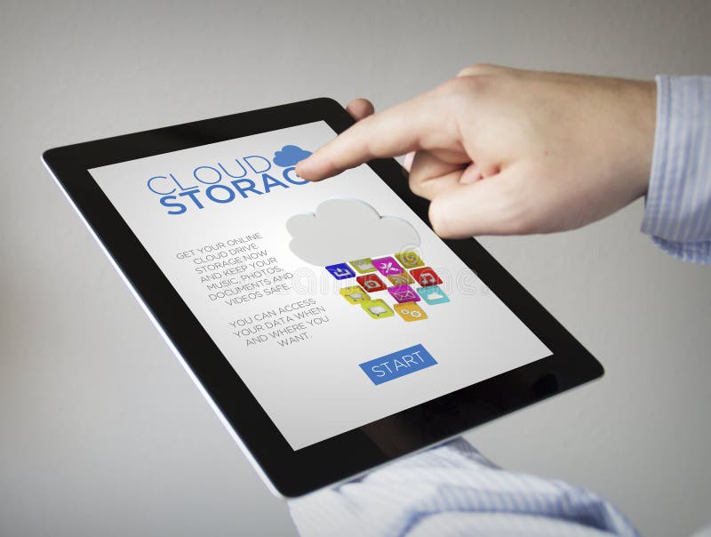Cloud storage on a tablet stock image. Image of documents 60898025