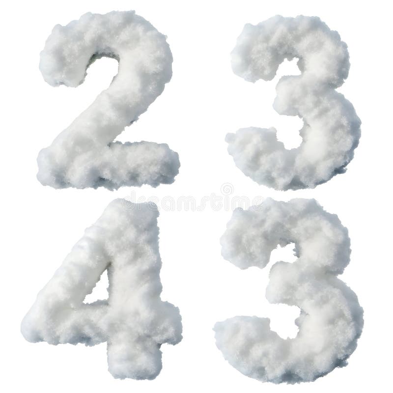 Cloud style numbers set isolated on white background vector illustration