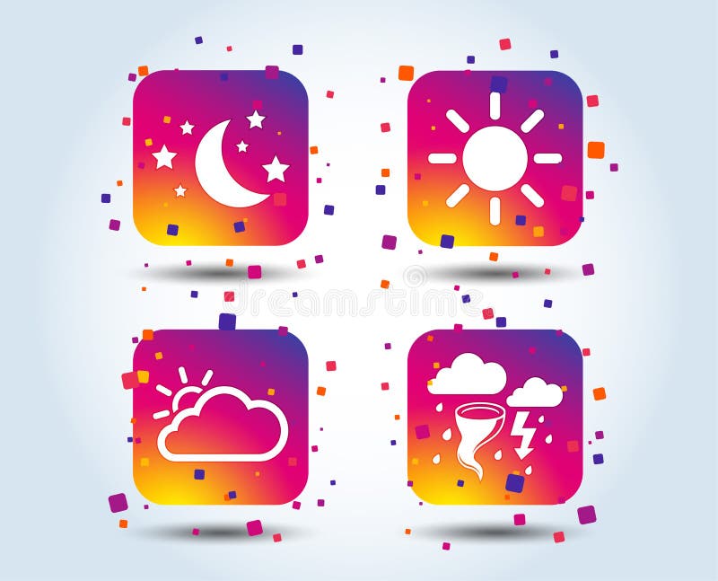 Cloud and Sun Icon. Storm Symbol. Moon and Stars. Stock Vector ...