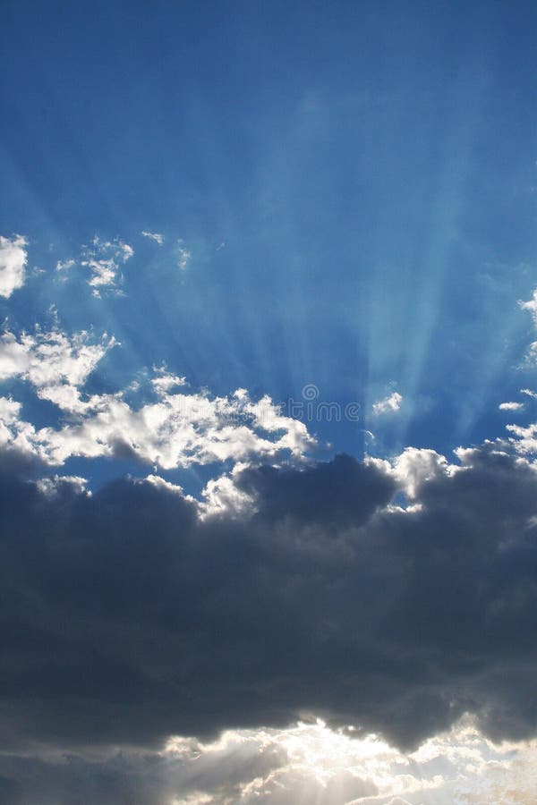 Cloud With Sunbeams In Blue Sky Stock Image Image Of Clouds Cloud