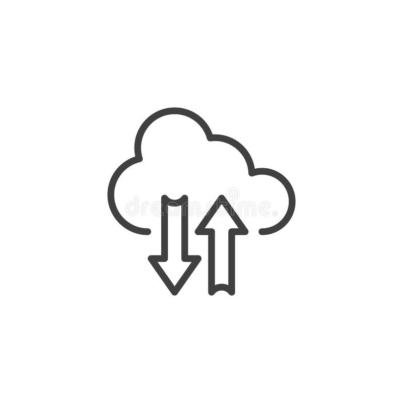 Cloud sync line icon vector illustration