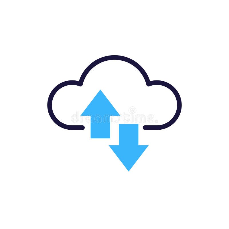 Cloud tech download and upload icon with two arrows. Vector graphic design element symbol vector illustration