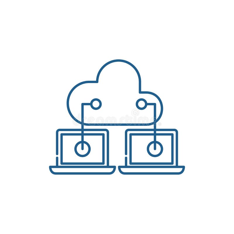 Cloud technologies line icon concept. Cloud technologies flat vector symbol, sign, outline illustration. royalty free illustration.