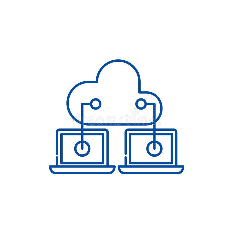 Cloud technologies line icon concept. Cloud technologies flat vector symbol, sign, outline illustration. royalty free illustration.