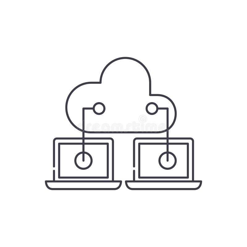 Cloud technologies line icon concept. Cloud technologies vector linear illustration, symbol, sign stock illustration