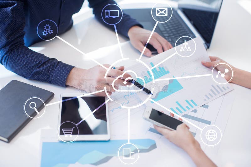 Cloud technology. Data storage. Networking and internet service concept. royalty free stock photography