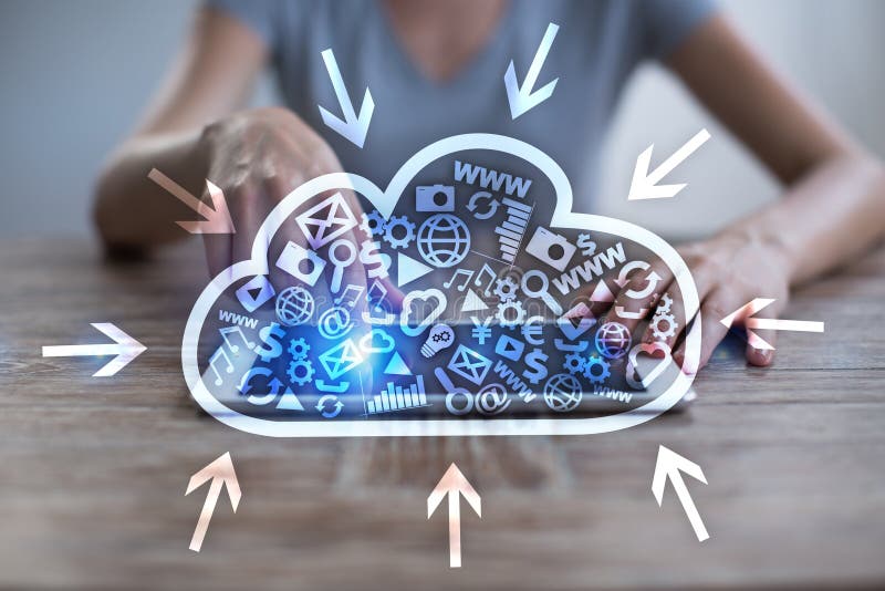 Cloud technology. Data storage. Networking and internet service concept. stock photography