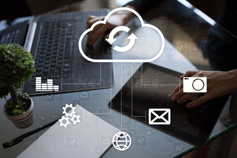 Cloud technology. Data storage. Networking and internet service concept. royalty free stock photo