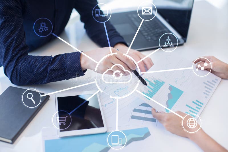 Cloud technology. Data storage. Networking and internet service concept. royalty free stock images