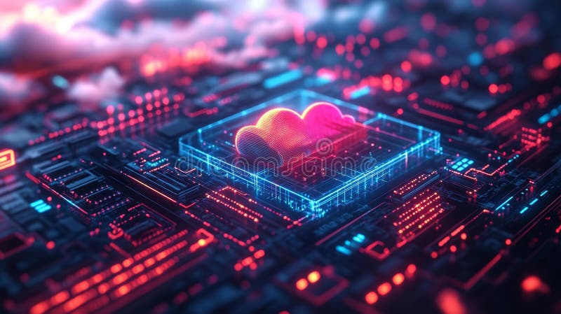 Cloud technology and digital data transfer concept Generative AI royalty free illustration