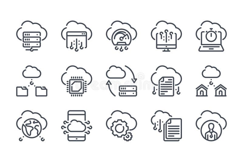 Cloud technology and service line icons. royalty free illustration
