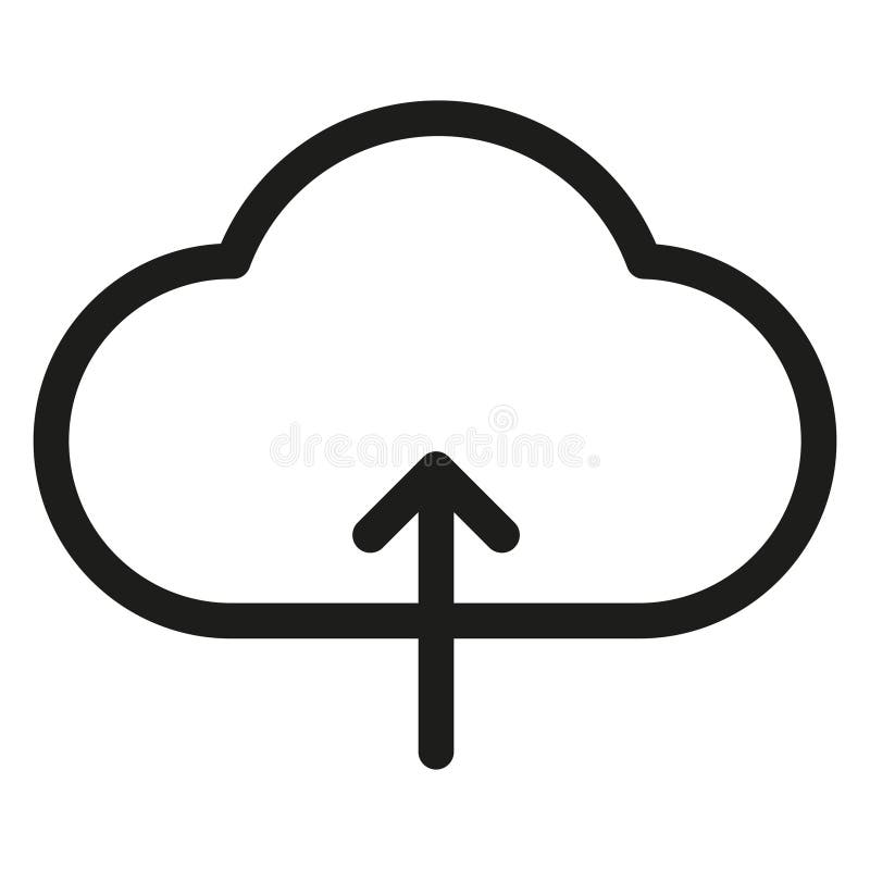 Cloud upload icon. Simple cloud with arrow. Minimalist file transfer symbol. Vector illustration. stock illustration