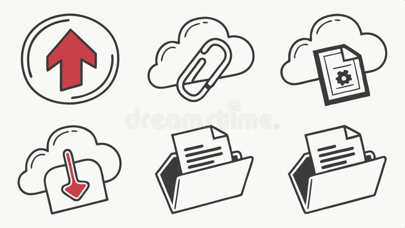 Cloud upload icons, data transfer and storage symbol vector design Generative AI royalty free illustration