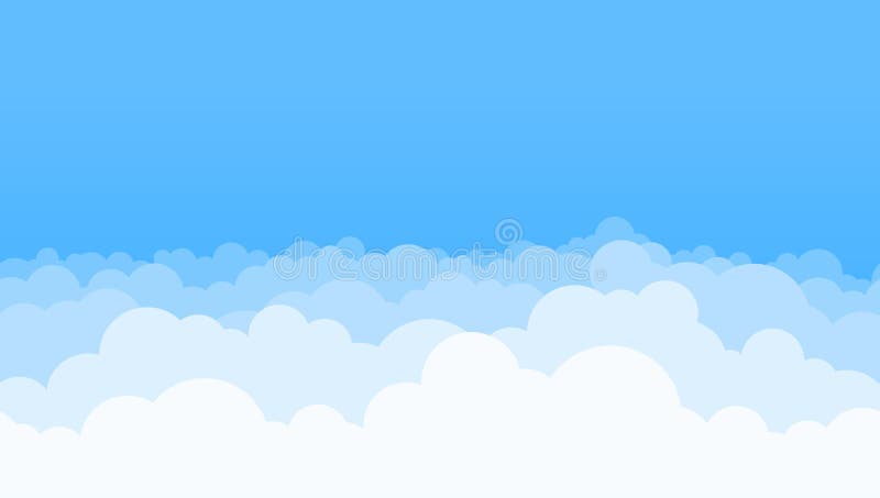 Clouds and Blue Sky Background. Vector Flat Air White Cloud Cartoon on Sky  Horizon Stock Vector - Illustration of artistic, evening: 160774432
