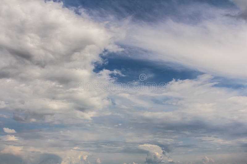 Clouds in the blue sky Panoramic image texture background graphic resources design Meteorology, heaven hope peace concept royalty free stock image