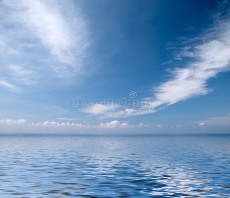 Clouds on blue sky with rendered water