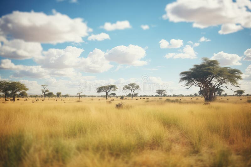 Clouds casting shadows on savanna terrain stock image