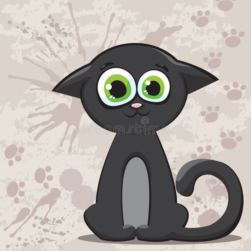 Cute Black Cat Icon. Funny Cartoon Character. Tail, Whisker, Big Eyes.  Royalty Free SVG, Cliparts, Vectors, and Stock Illustration. Image 83559696.