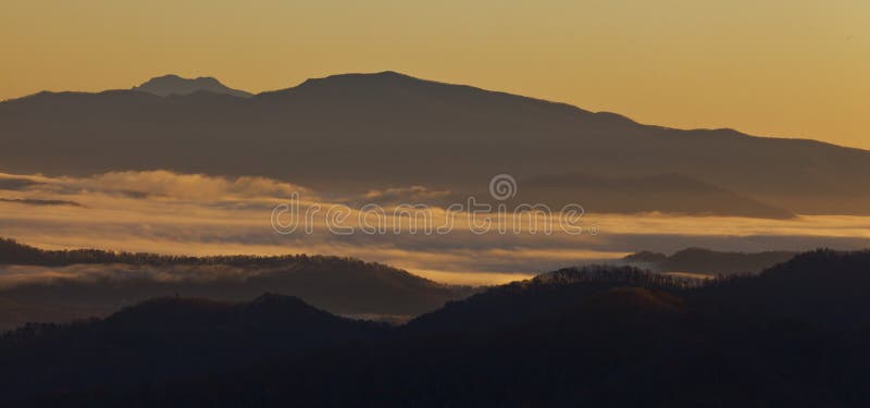 Clouds and fog over Appalachian mountains