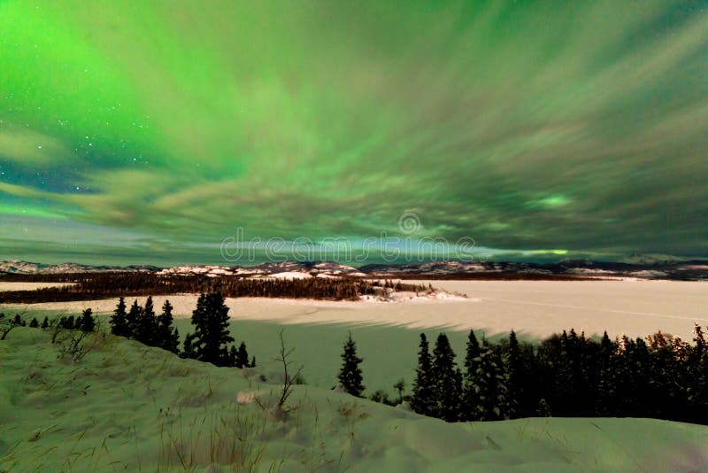 Clouds and Northern Lights over Lake Laberge Yukon