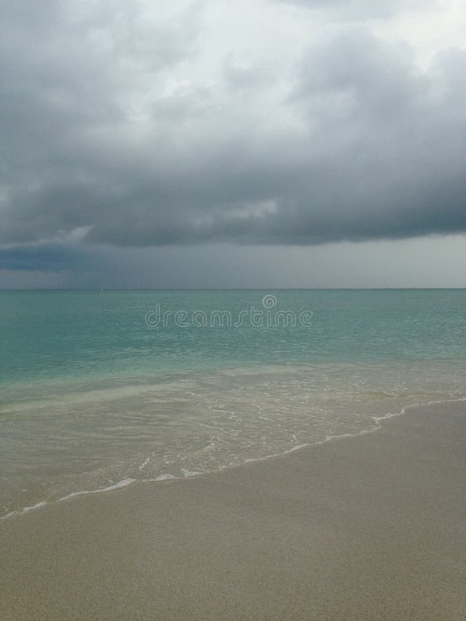 Clouds on Ocean Skyline during Rain at South Beach, Miami.