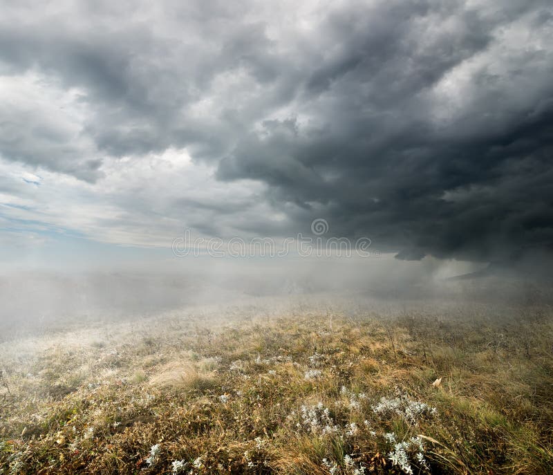 Clouds over the autumn field