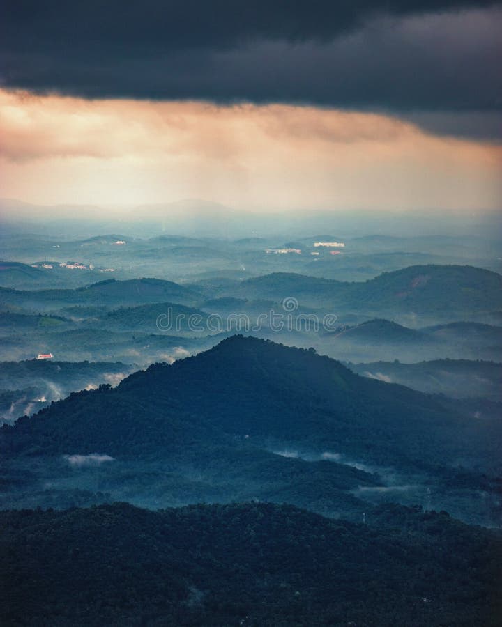 Clouds passing throw hills beautiful landscape, Waynad, India royalty free stock photo