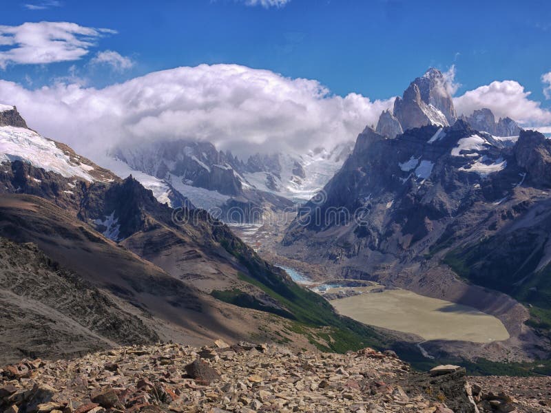 The Clouds Roll in Around Mount Fitz Roy Stock Photo - Image of ...